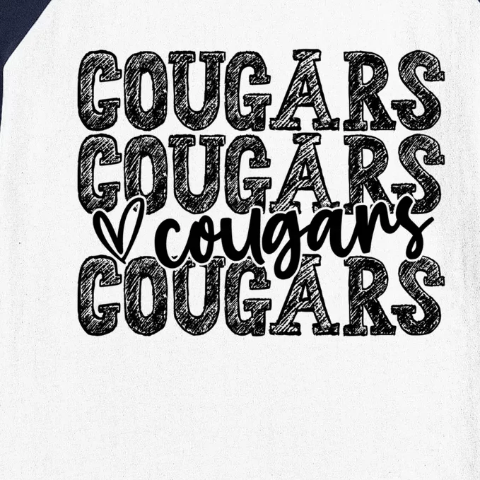 Cougars Spirit Wear Game Day School Mascot Sport Fan Team Gift Baseball Sleeve Shirt