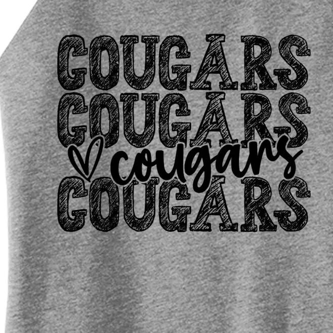 Cougars Spirit Wear Game Day School Mascot Sport Fan Team Gift Women’s Perfect Tri Rocker Tank