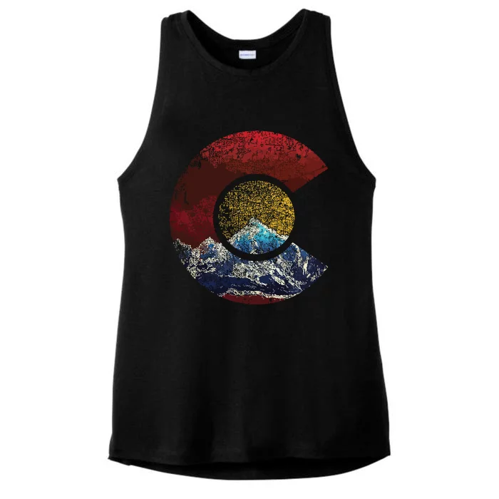 Colorado Shirts With Flag Themed Mountain Ladies Tri-Blend Wicking Tank