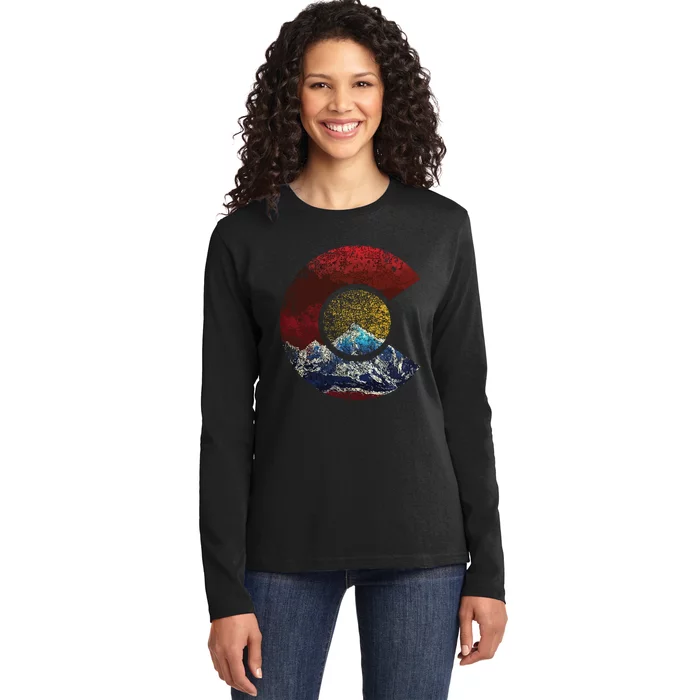 Colorado Shirts With Flag Themed Mountain Ladies Long Sleeve Shirt