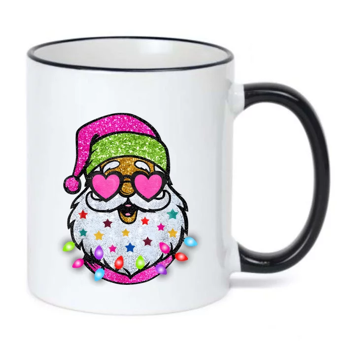 Cute Santa With Sunglasses Bling Bling Funny Christmas Black Color Changing Mug