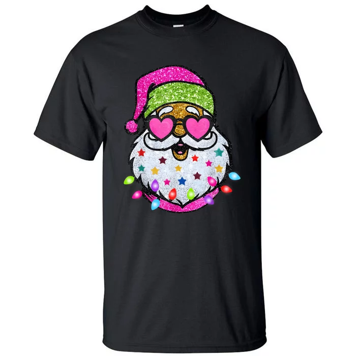 Cute Santa With Sunglasses Bling Bling Funny Christmas Tall T-Shirt