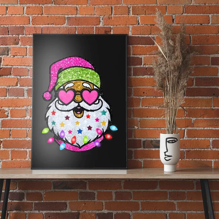 Cute Santa With Sunglasses Bling Bling Funny Christmas Poster