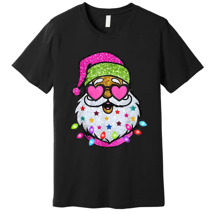 Cute Santa With Sunglasses Bling Bling Funny Christmas Premium T-Shirt