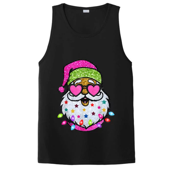 Cute Santa With Sunglasses Bling Bling Funny Christmas Performance Tank