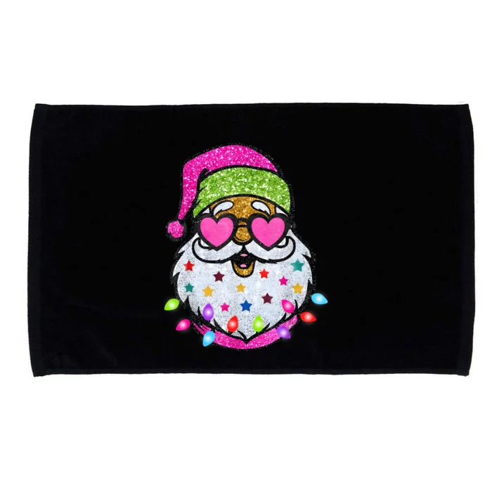 Cute Santa With Sunglasses Bling Bling Funny Christmas Microfiber Hand Towel