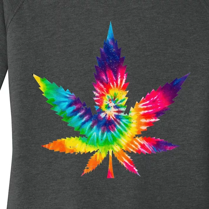 Cannabis Smoke Weed Tie Dye Hippie 420 Marijuana Stoner Tank Top Women's Perfect Tri Tunic Long Sleeve Shirt