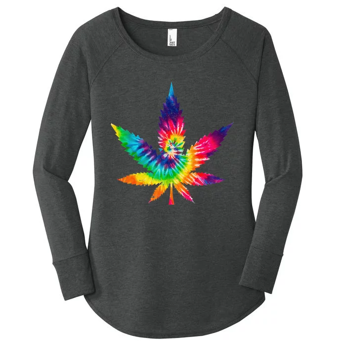 Cannabis Smoke Weed Tie Dye Hippie 420 Marijuana Stoner Tank Top Women's Perfect Tri Tunic Long Sleeve Shirt