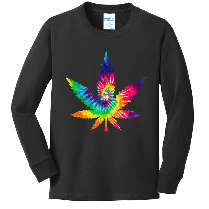 Cannabis Smoke Weed Tie Dye Hippie 420 Marijuana Stoner Tank Top Kids Long Sleeve Shirt