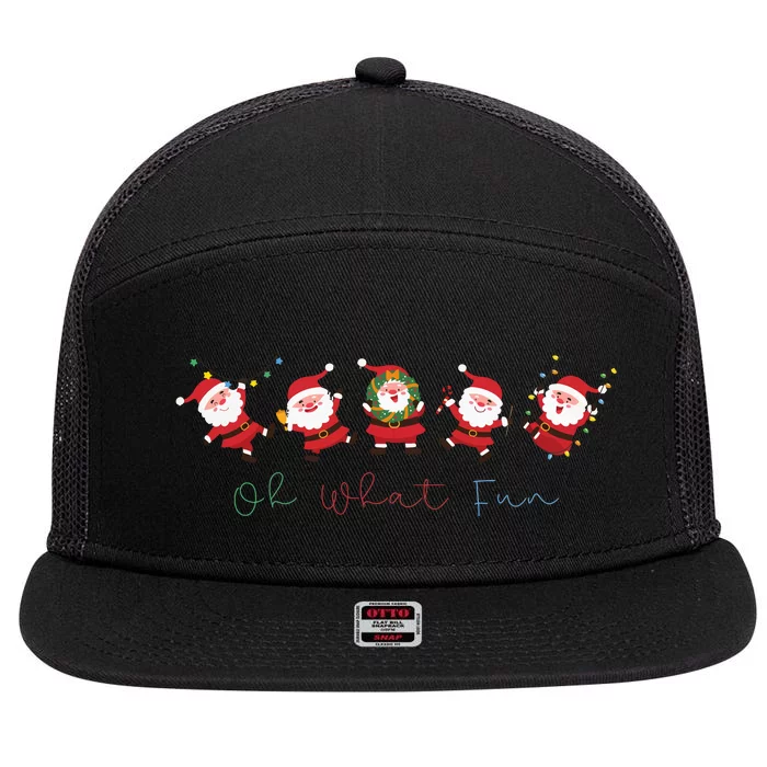 Christmas Santa What Fun Holiday Xmas Season 7 Panel Mesh Trucker Snapback Hat