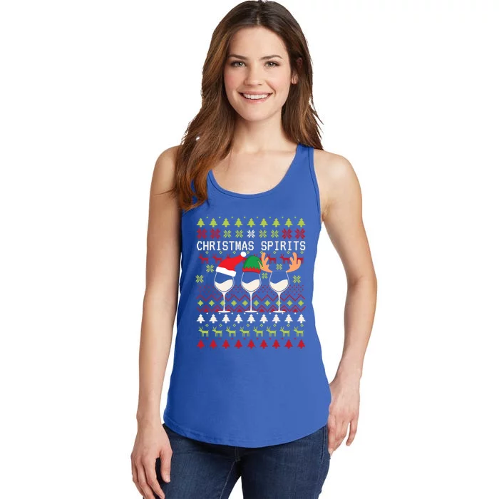 Christmas Spirits Wine Glasses Xmas Ugly Christmas Gift Ladies Essential Tank