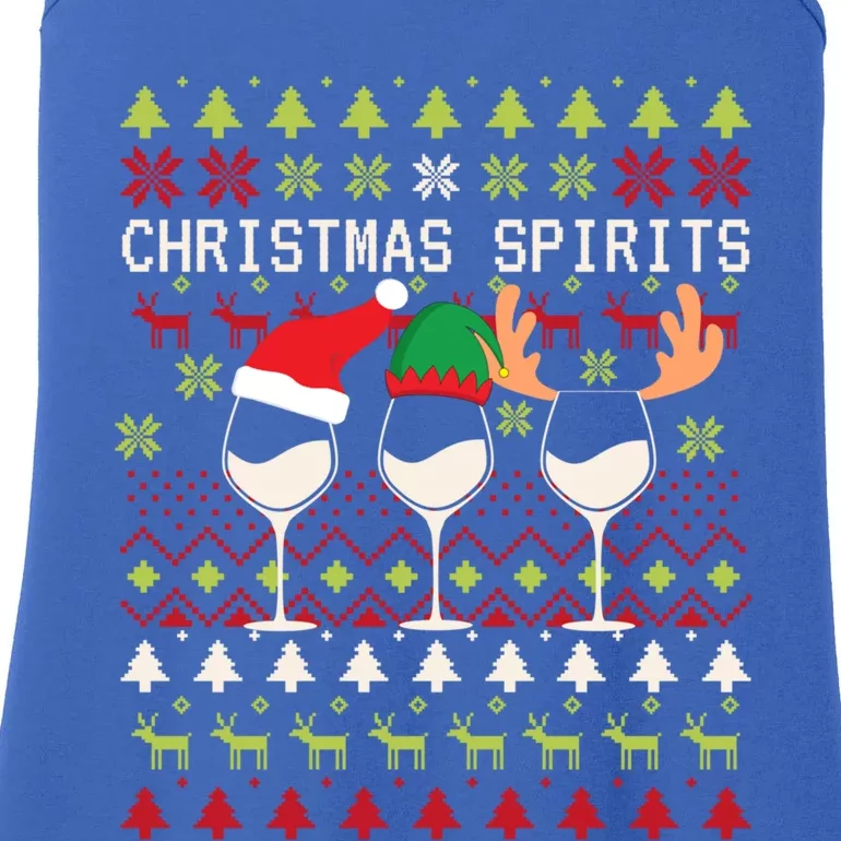 Christmas Spirits Wine Glasses Xmas Ugly Christmas Gift Ladies Essential Tank