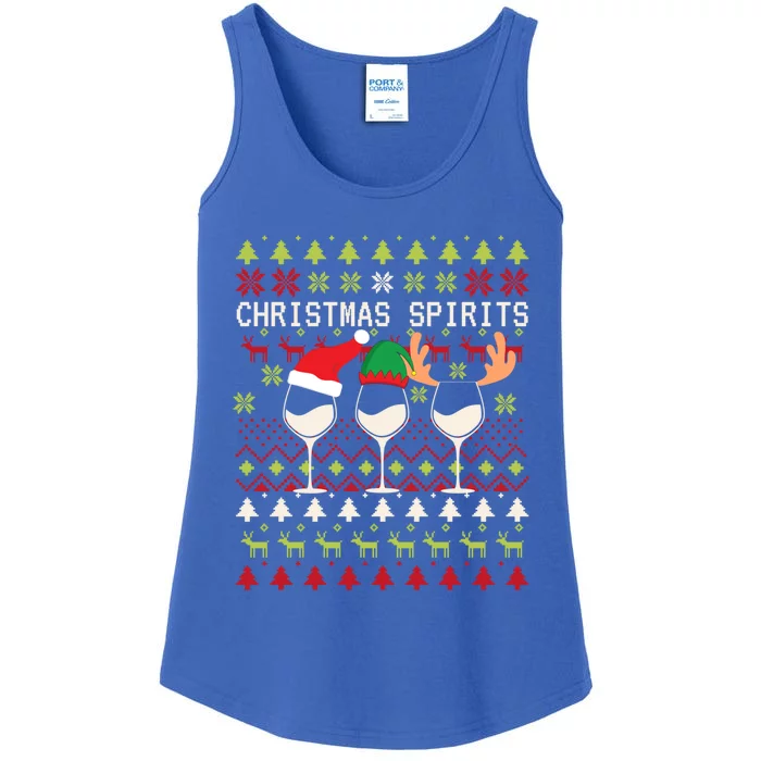 Christmas Spirits Wine Glasses Xmas Ugly Christmas Gift Ladies Essential Tank