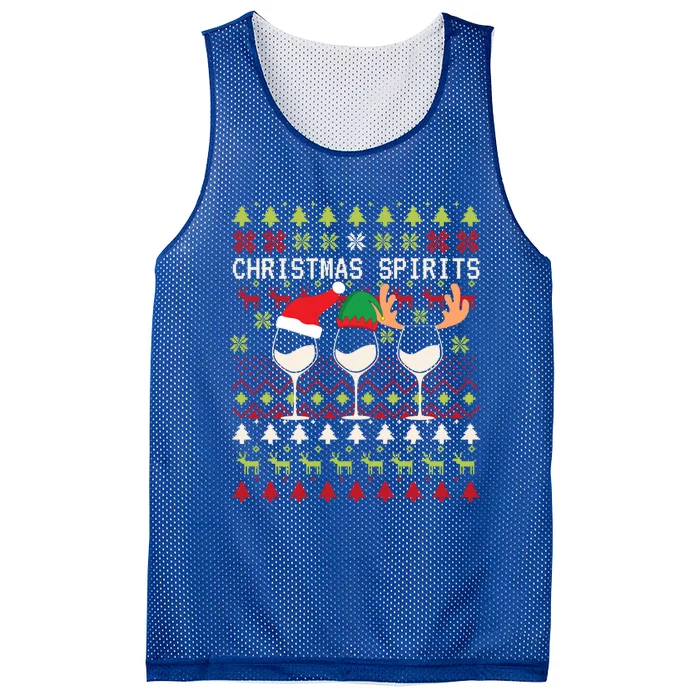 Christmas Spirits Wine Glasses Xmas Ugly Christmas Gift Mesh Reversible Basketball Jersey Tank