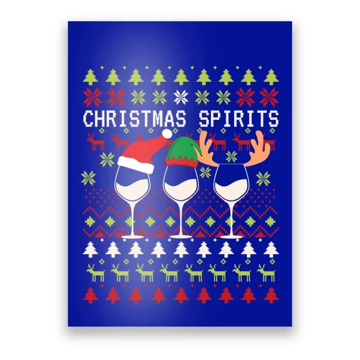 Christmas Spirits Wine Glasses Xmas Ugly Christmas Gift Poster