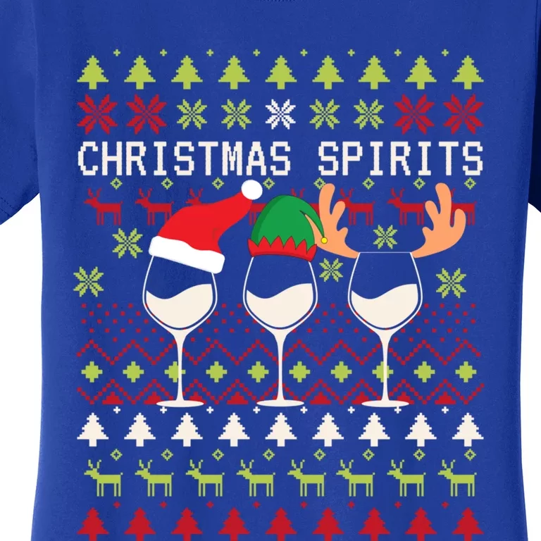 Christmas Spirits Wine Glasses Xmas Ugly Christmas Gift Women's T-Shirt