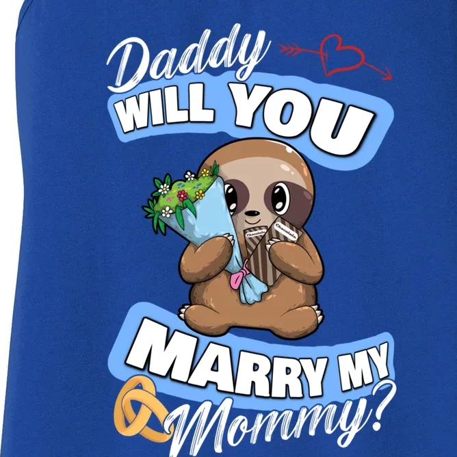 Cute Sloth Wedding Offer Daddy Will You Marry My Mommy Cool Gift Women's Racerback Tank