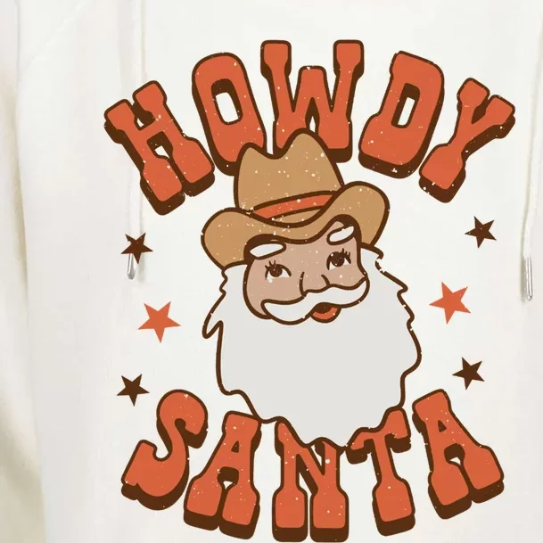 Cow Santa Western Christmas Howdy Santa Funny Santa Xmas Gift Womens Funnel Neck Pullover Hood