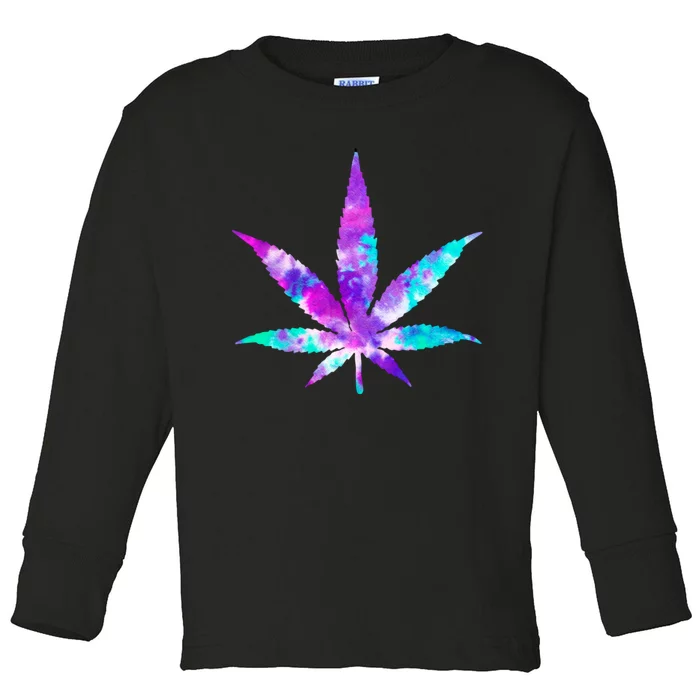 Cannabis Smoke Weed Tie Dye Hippie 420 Marijuana Stoner Toddler Long Sleeve Shirt