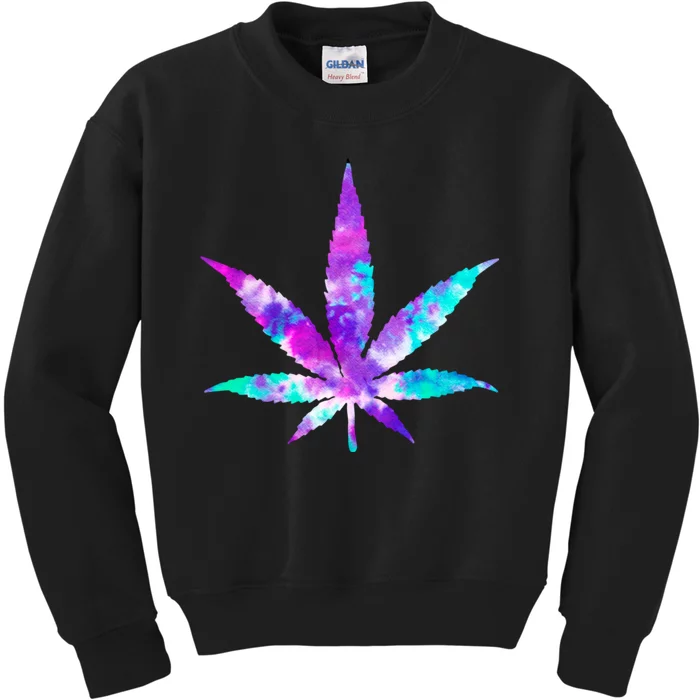 Cannabis Smoke Weed Tie Dye Hippie 420 Marijuana Stoner Kids Sweatshirt