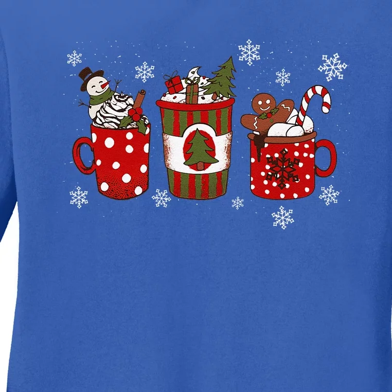 Cozy Snowy Winter Coffee Christmas Gifts For Coffee Lovers Ladies Long Sleeve Shirt