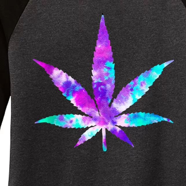 Cannabis Smoke Weed Tie Dye Hippie 420 Marijuana Stoner Women's Tri-Blend 3/4-Sleeve Raglan Shirt