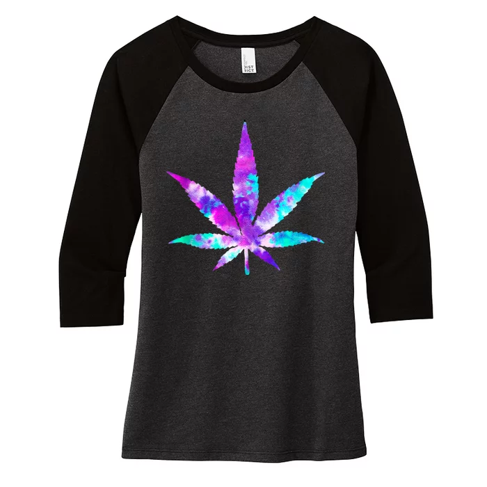 Cannabis Smoke Weed Tie Dye Hippie 420 Marijuana Stoner Women's Tri-Blend 3/4-Sleeve Raglan Shirt