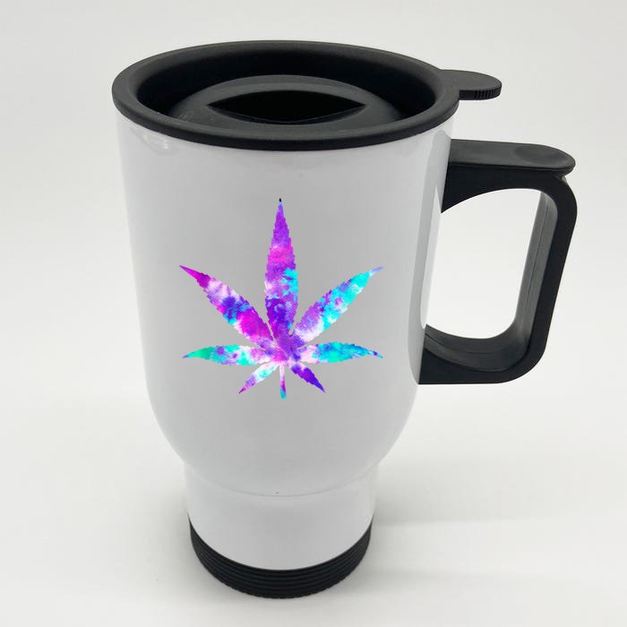 Cannabis Smoke Weed Tie Dye Hippie 420 Marijuana Stoner Front & Back Stainless Steel Travel Mug