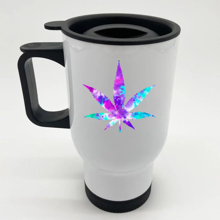 Cannabis Smoke Weed Tie Dye Hippie 420 Marijuana Stoner Front & Back Stainless Steel Travel Mug