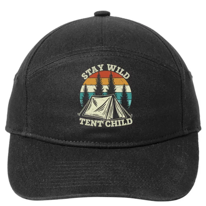 Camping Stay Wild Tent Child Gift Retro 7-Panel Snapback Hat