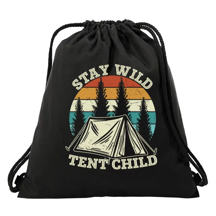 Camping Stay Wild Tent Child Gift Retro Drawstring Bag