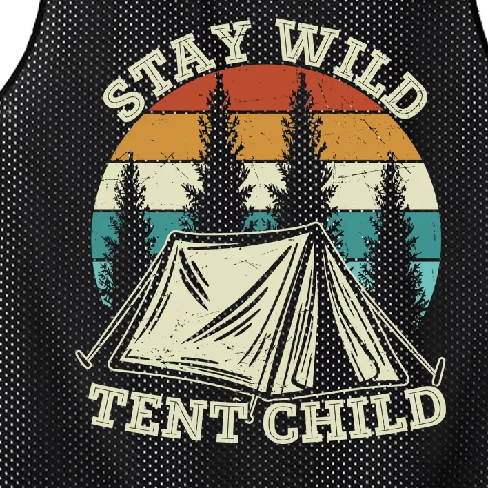 Camping Stay Wild Tent Child Gift Retro Mesh Reversible Basketball Jersey Tank