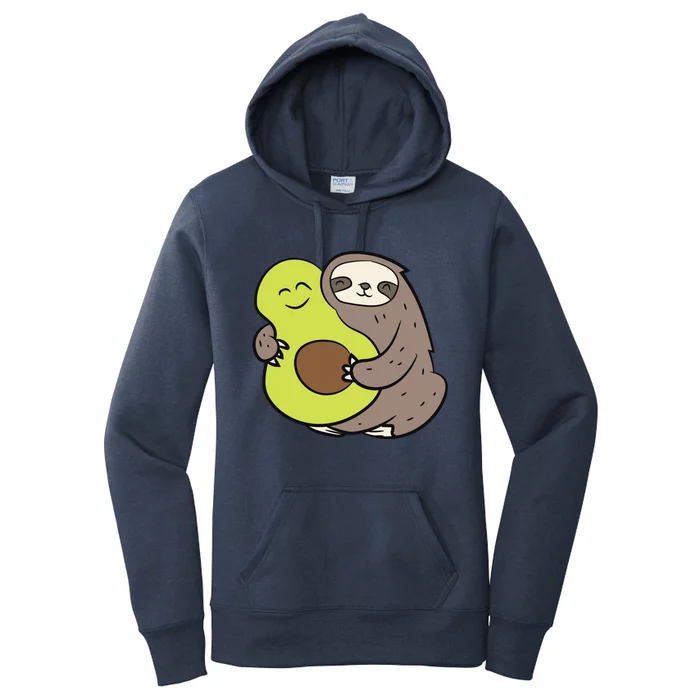 Cute Sloth With Avocado Vegan Cute Sloth Avocado Gift Women's Pullover Hoodie