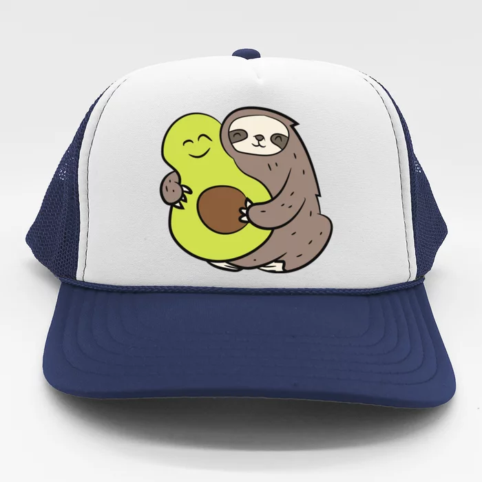 Cute Sloth With Avocado Vegan Cute Sloth Avocado Gift Trucker Hat