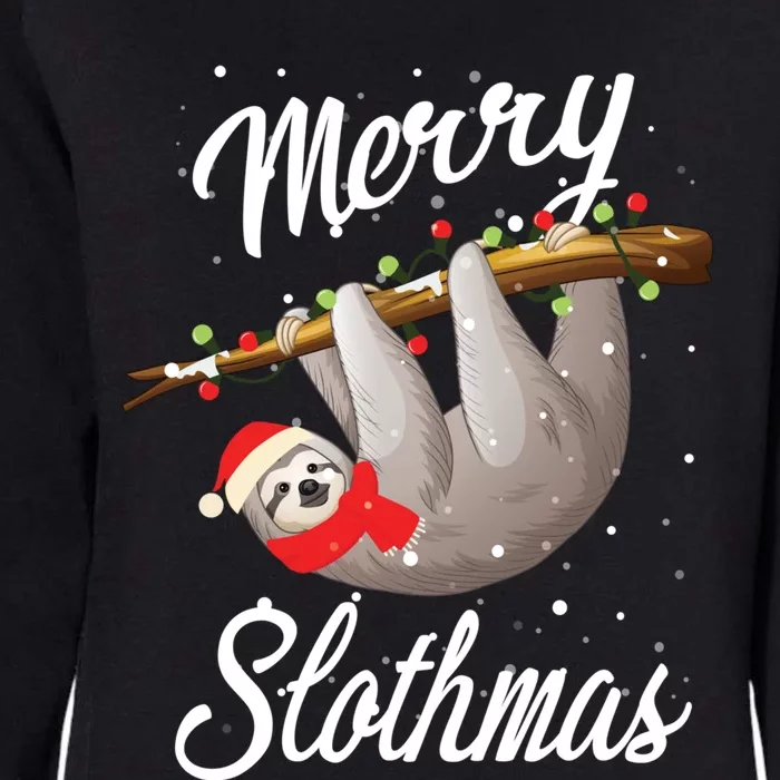 Christmas Sloth With Santa Hat Merry Slothmas Gift Womens California Wash Sweatshirt