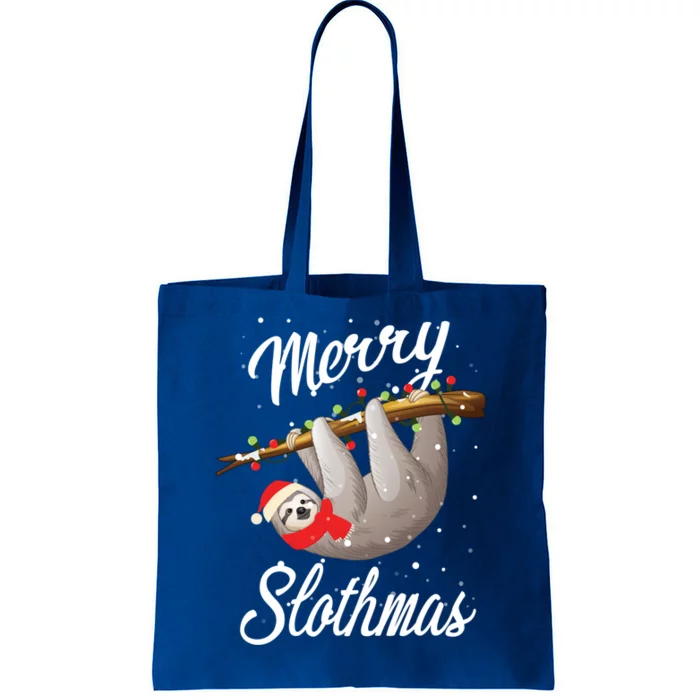 Christmas Sloth With Santa Hat Merry Slothmas Gift Tote Bag