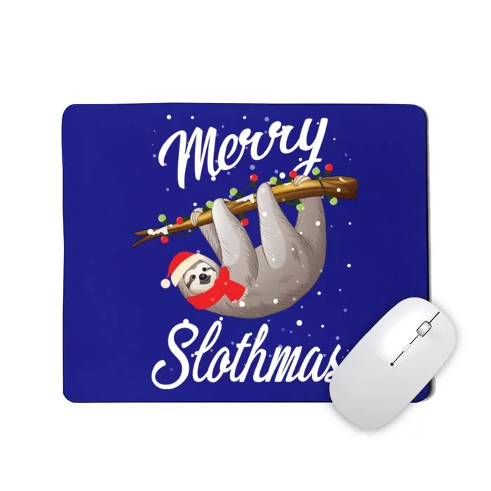 Christmas Sloth With Santa Hat Merry Slothmas Gift Mousepad