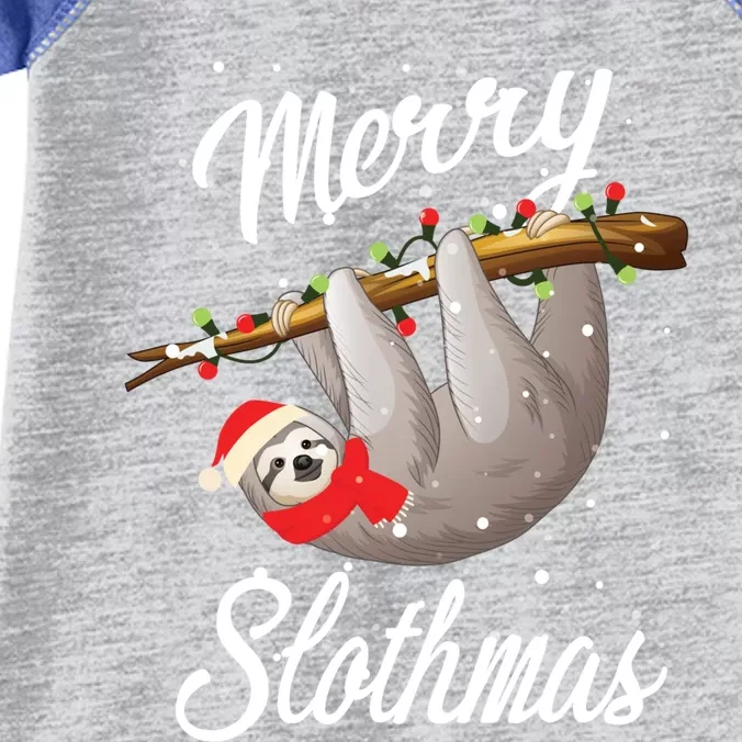 Christmas Sloth With Santa Hat Merry Slothmas Gift Infant Baby Jersey Bodysuit