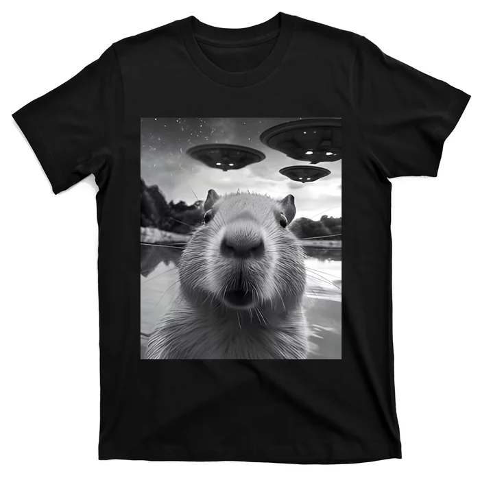 Capybara Selfie With Ufos Weird T-Shirt