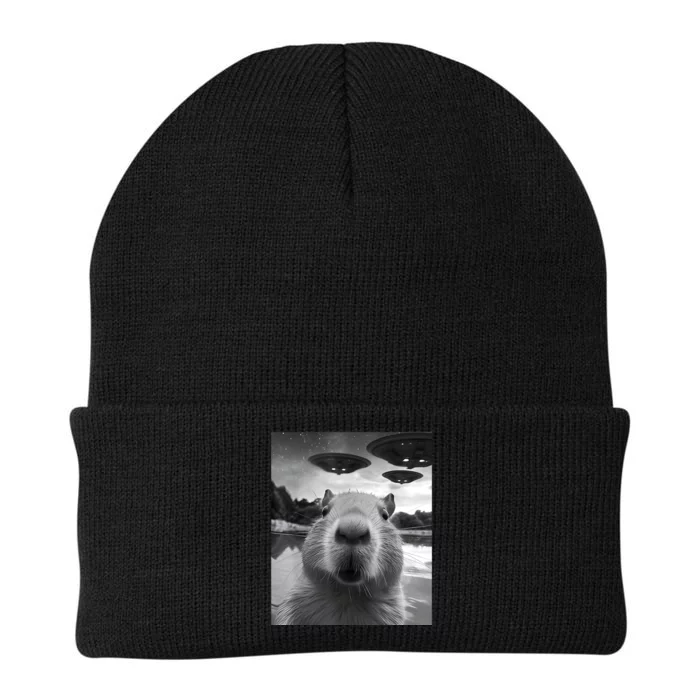 Capybara Selfie With Ufos Weird Knit Cap Winter Beanie