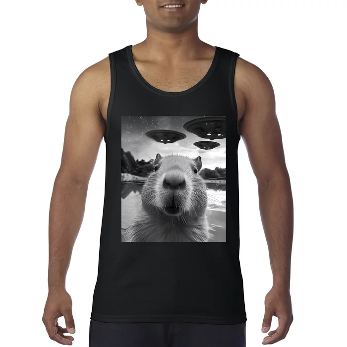 Capybara Selfie With Ufos Weird Tank Top