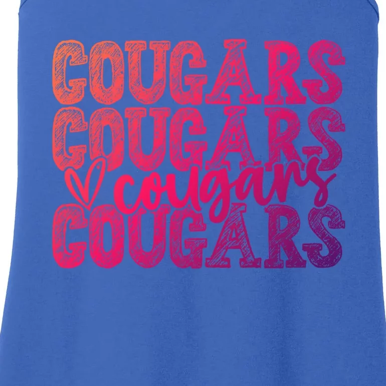 Cougars Spirit Wear Game Day School Mascot Sport Fan Team Gift Ladies Essential Tank