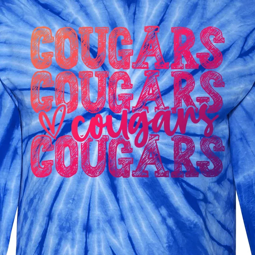 Cougars Spirit Wear Game Day School Mascot Sport Fan Team Gift Tie-Dye Long Sleeve Shirt