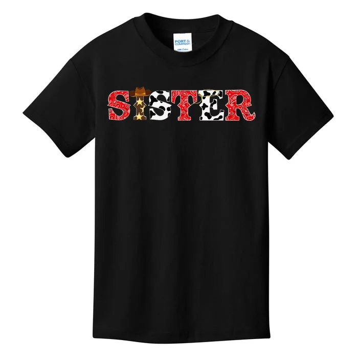 Cow Sister Western Rodeo Theme Bday Party Matching Kids T-Shirt