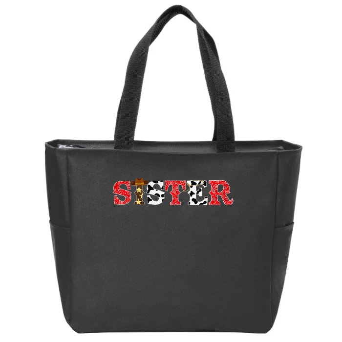 Cow Sister Western Rodeo Theme Bday Party Matching Zip Tote Bag