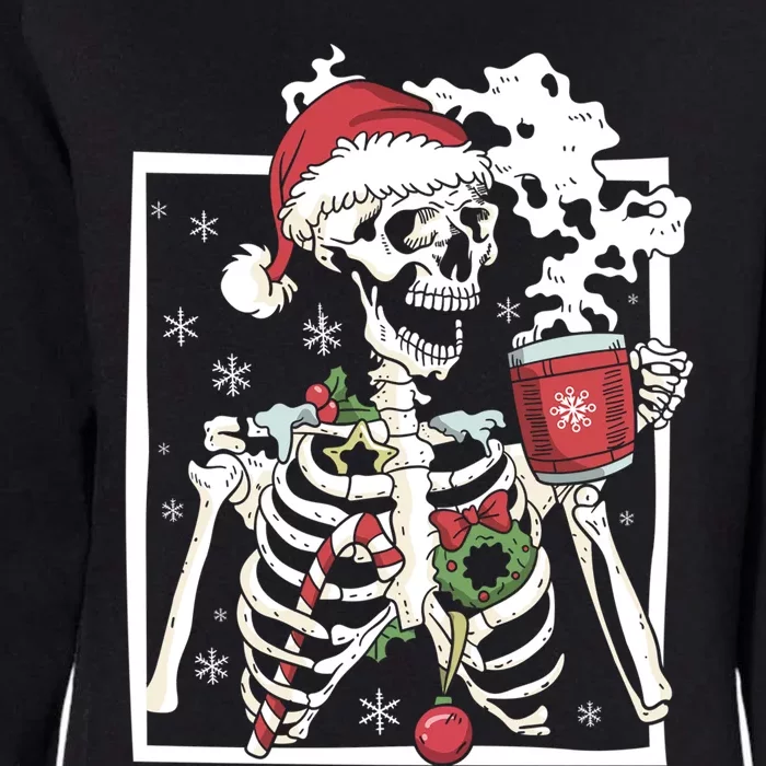 Christmas Skeleton With Smiling Skull Ing Coffee Latte Gift Womens California Wash Sweatshirt