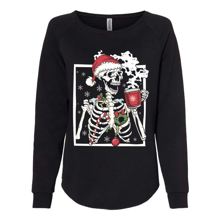 Christmas Skeleton With Smiling Skull Ing Coffee Latte Gift Womens California Wash Sweatshirt