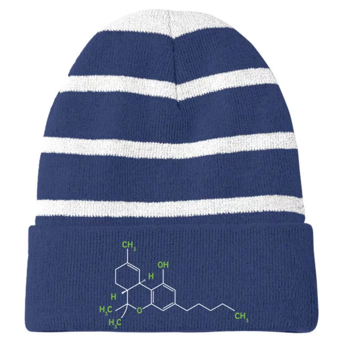 Cannabis Shirts Weed Pot Molecule THC Marijuana Stoner Gift Striped Beanie with Solid Band