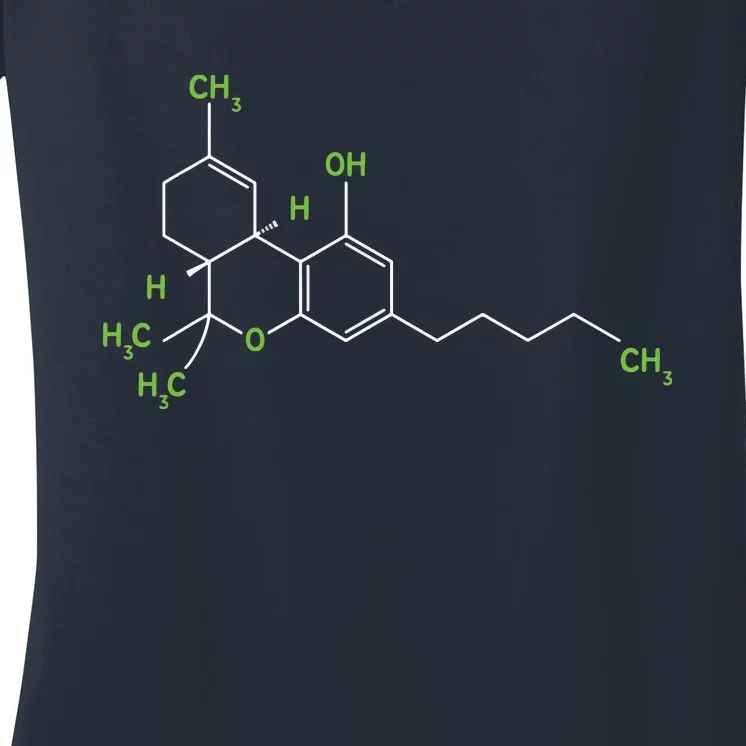 Cannabis Shirts Weed Pot Molecule THC Marijuana Stoner Gift Women's V-Neck T-Shirt