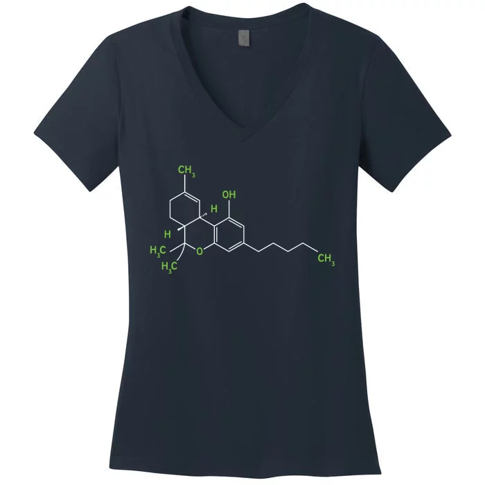 Cannabis Shirts Weed Pot Molecule THC Marijuana Stoner Gift Women's V-Neck T-Shirt